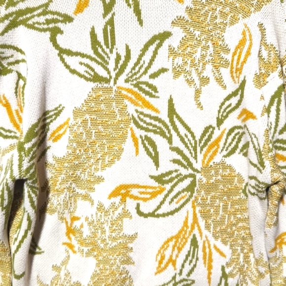 Maeve Anthropology Tropical Pineapple Knit 100% Cotton Cardigan Size M Like New - Picture 7 of 14